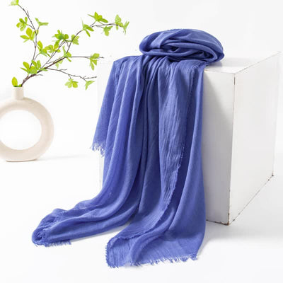 Solid Color Short Tassels Soft Thin Summer Scarf