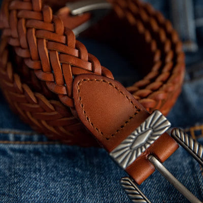 Everyday Casual Woven Cowhide Braided Leather Belt