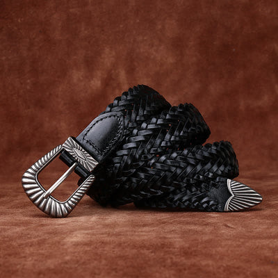 Everyday Casual Woven Cowhide Braided Leather Belt