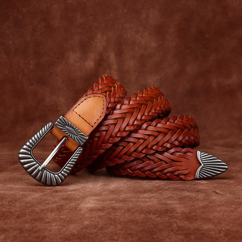 Everyday Casual Woven Cowhide Braided Leather Belt