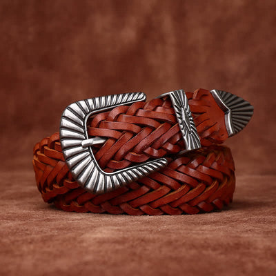 Everyday Casual Woven Cowhide Braided Leather Belt