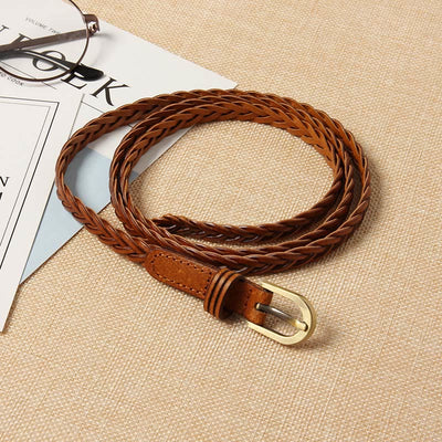 Genuine Leather Braided Belt Two Ways Use Belt