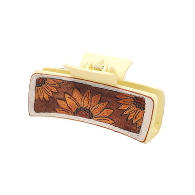 Women's Sunflower Letters Print Western Hair Claw Clip