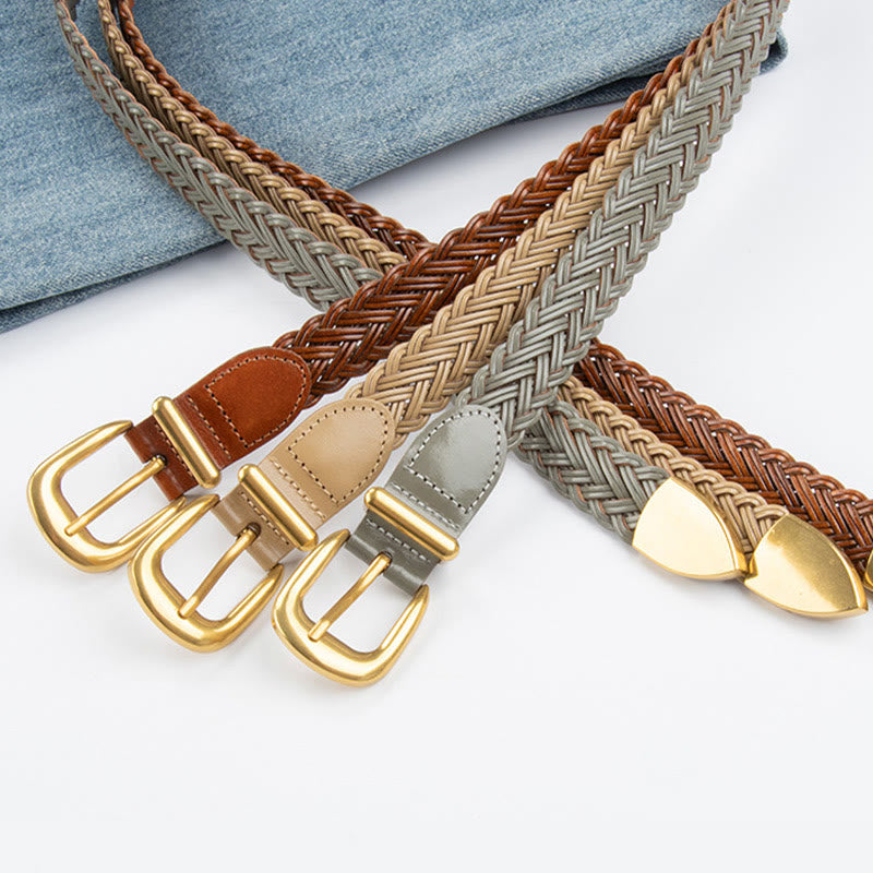 Vegan Leather Braided Belt Women's Waist Belt