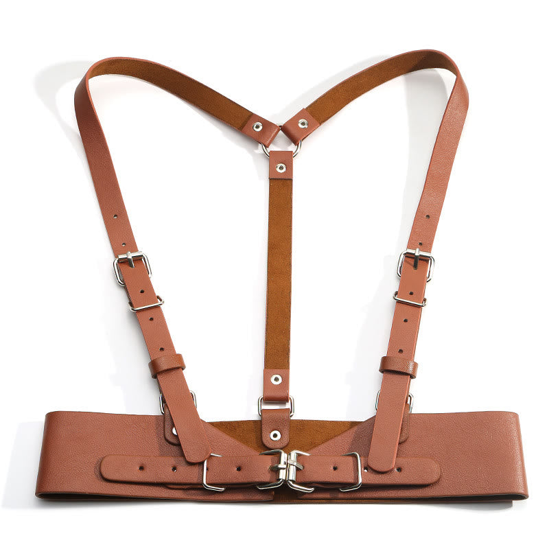 Steampunk Leather Waistband Adjustable Strap Corset Belt