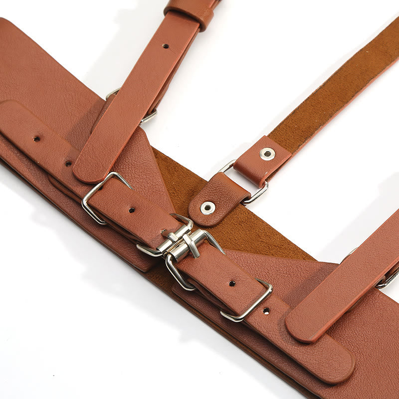 Steampunk Leather Waistband Adjustable Strap Corset Belt