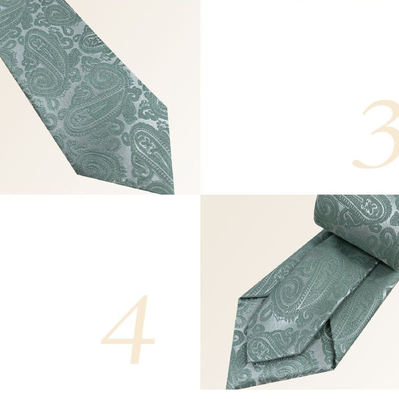 Men's Green Floral Jacquard Polyester Necktie