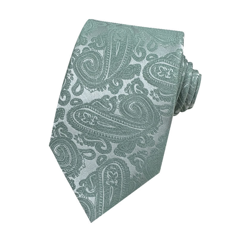 Men's Green Floral Jacquard Polyester Necktie