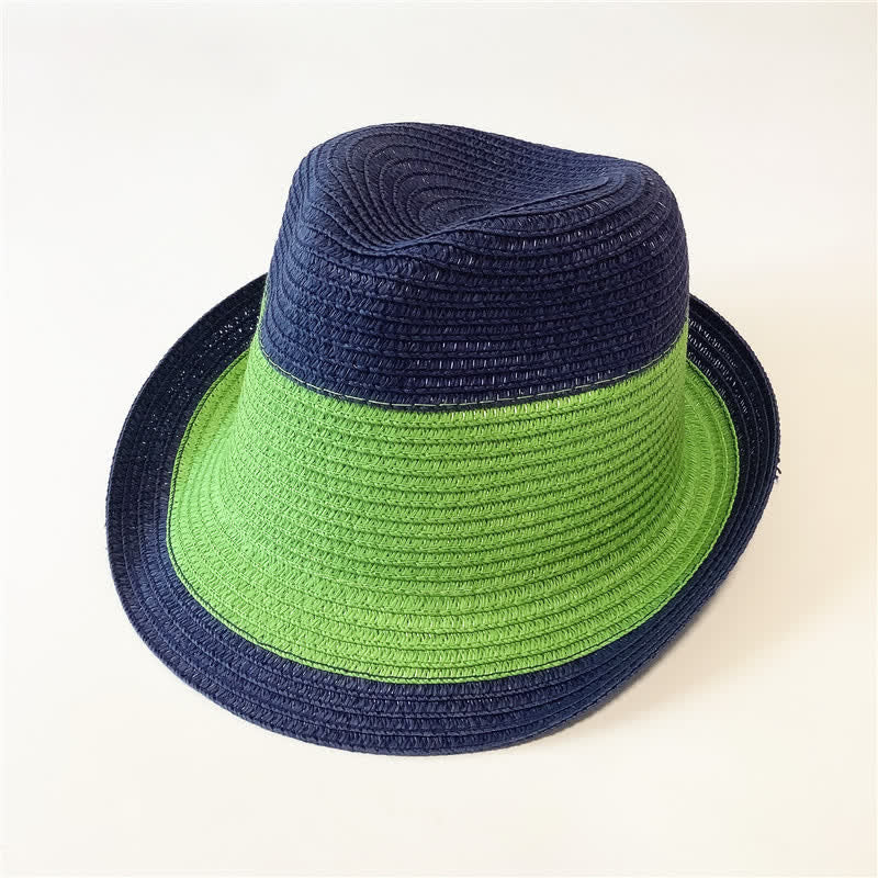 Funny Summer Color Matching Straw Fedora Hat