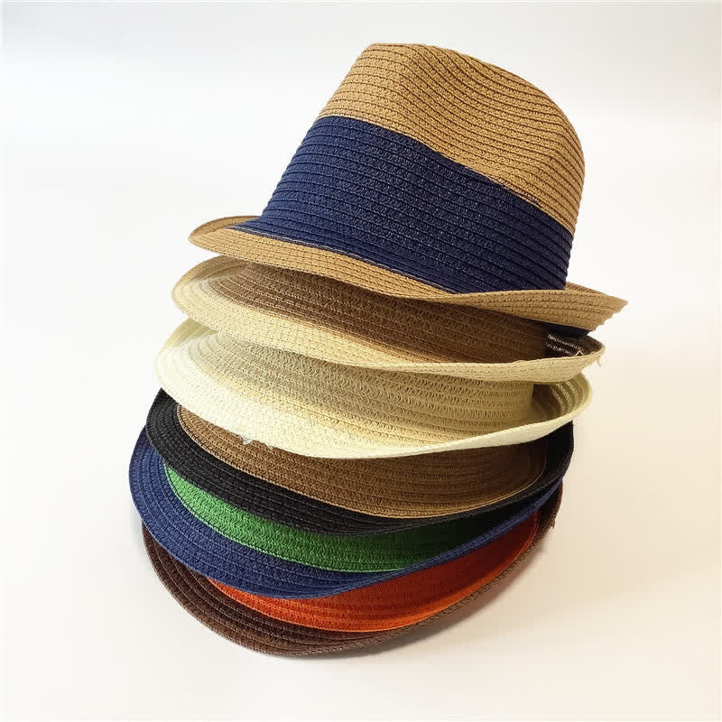 Funny Summer Color Matching Straw Fedora Hat