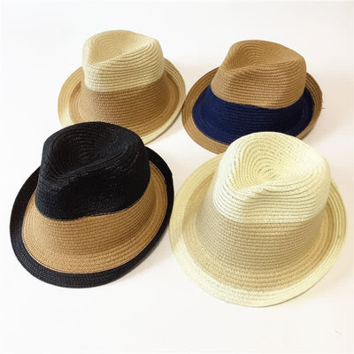 Funny Summer Color Matching Straw Fedora Hat