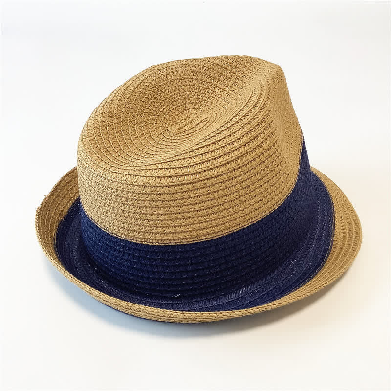 Funny Summer Color Matching Straw Fedora Hat