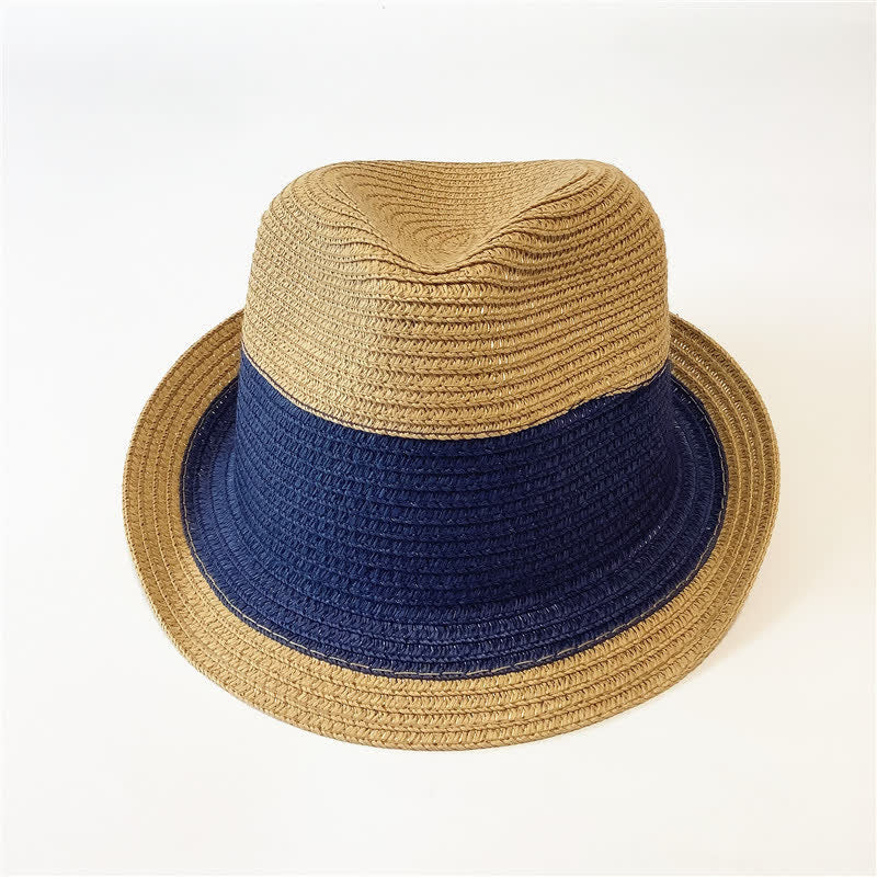 Funny Summer Color Matching Straw Fedora Hat