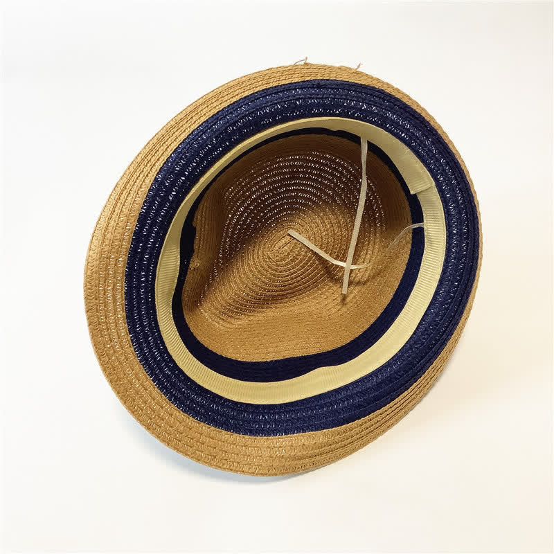 Funny Summer Color Matching Straw Fedora Hat