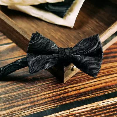 2Pcs Men's Three-Dimensional Vine Pattern Handkerchief Bow Tie