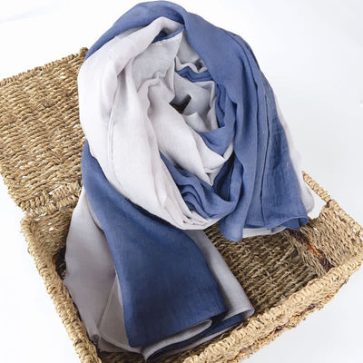 Stylish Two Color Matching Cotton Linen Thin Scarf