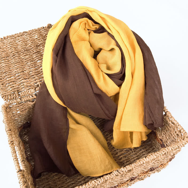 Stylish Two Color Matching Cotton Linen Thin Scarf