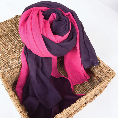 Stylish Two Color Matching Cotton Linen Thin Scarf