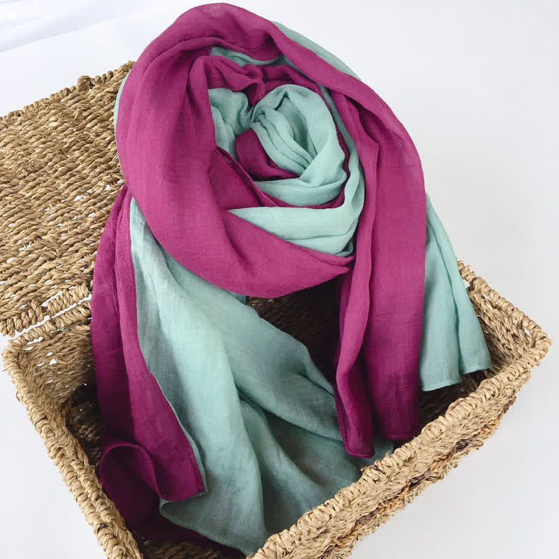 Stylish Two Color Matching Cotton Linen Thin Scarf