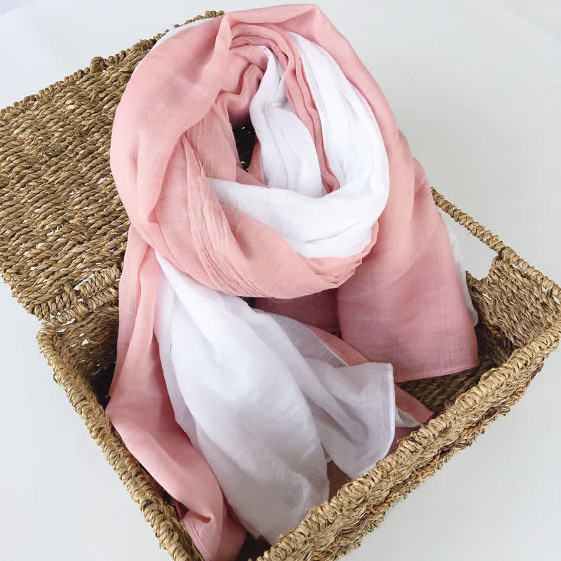 Stylish Two Color Matching Cotton Linen Thin Scarf