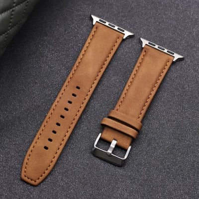 Solid Color Fashion Crazy Horse Leather Watch Band