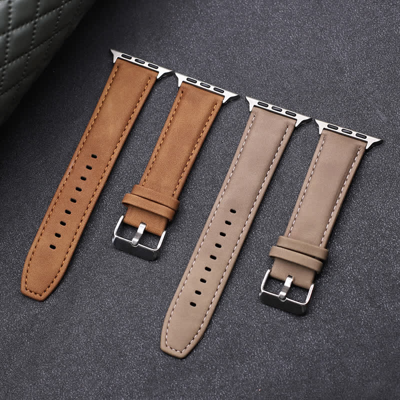 Solid Color Fashion Crazy Horse Leather Watch Band