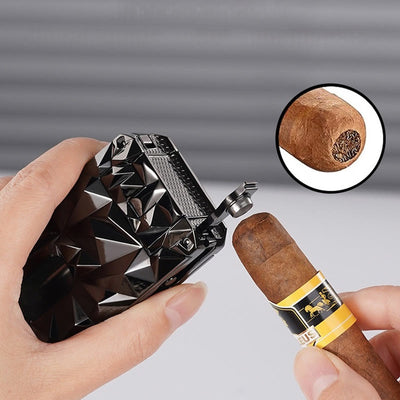 5 in 1 Multifunctional Cigar Cutter Tools Diamond Refillable Butane Lighter