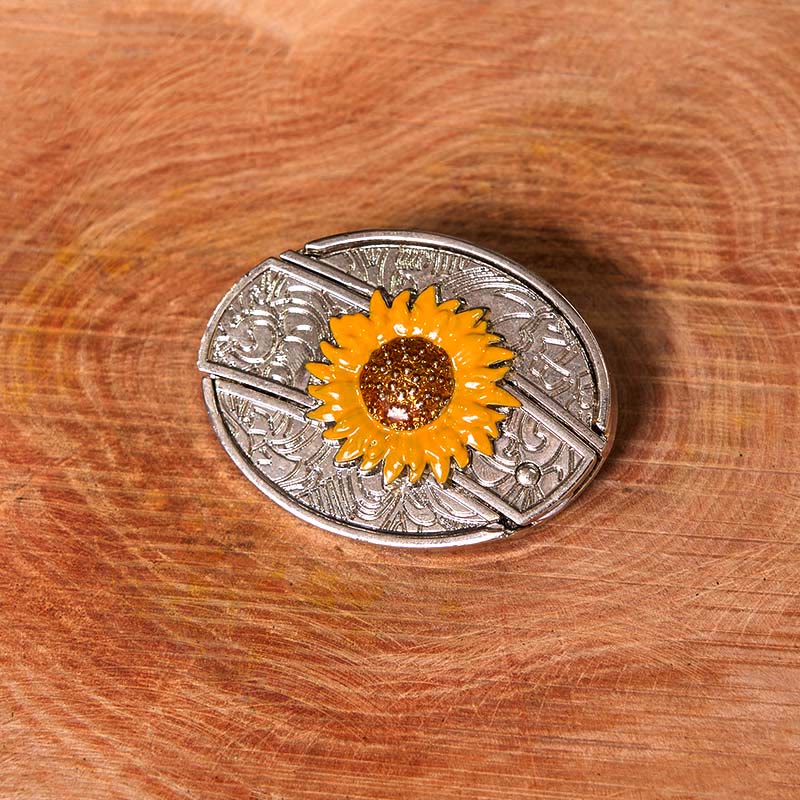 Men's Colorful Sunflower DIY Hidden Knife Western Buckle Leather Belt