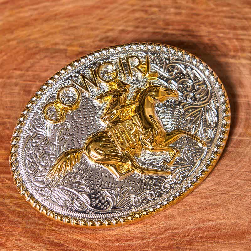 Cowgirl DIY Running Horse Hidden Knife Belt Buckle Twist Rose Ring Bundle Set