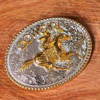 Cowgirl DIY Running Horse Hidden Knife Belt Buckle Twist Rose Ring Bundle Set