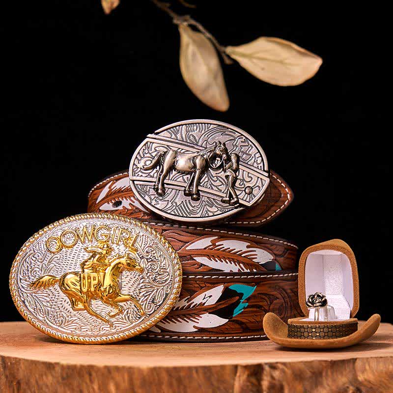 DIY Western Cowgirl Hidden Knife Belt Buckle Twist Rose Ring Bundle Set