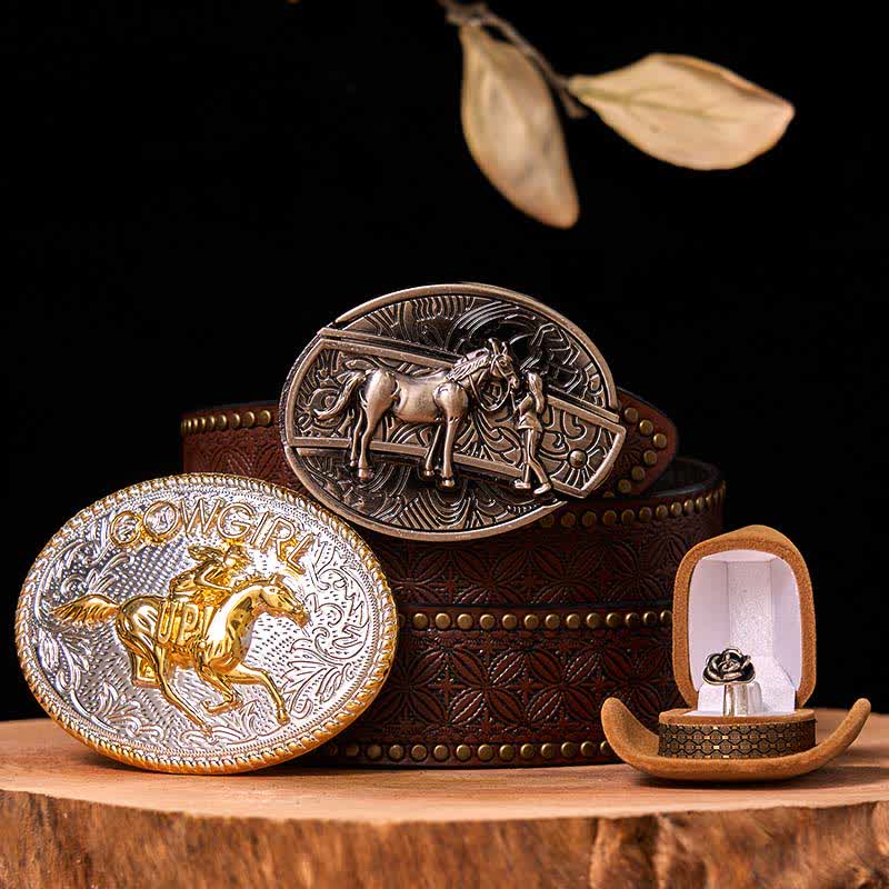 DIY Western Cowgirl Hidden Knife Belt Buckle Twist Rose Ring Bundle Set