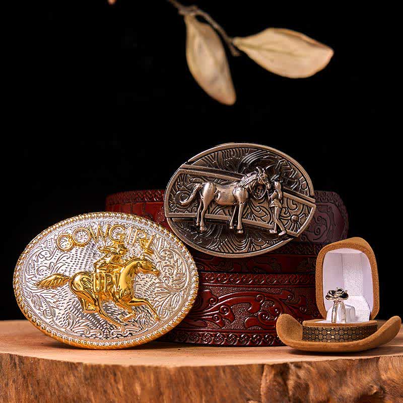 DIY Western Cowgirl Hidden Knife Belt Buckle Twist Rose Ring Bundle Set