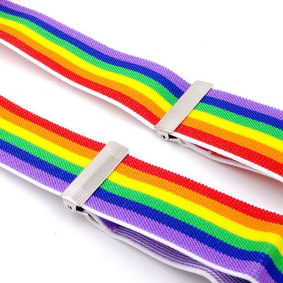 Rainbow Colorful Striped Strap 3-Clips Adjustable Suspenders