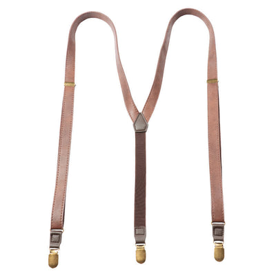 Dark Brown Vintage Adjustable Leather Suspenders