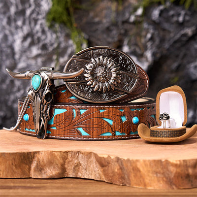 Sunflower DIY Hidden Knife Belt Buckle With Longhorn Pendant Bundle Set