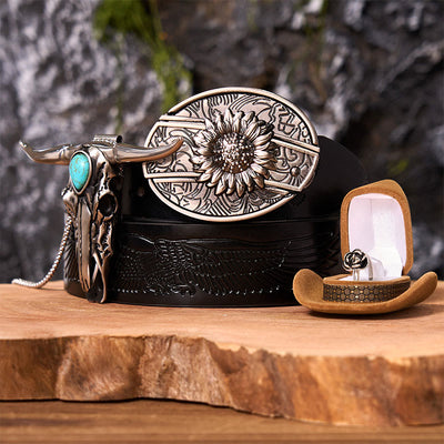 Sunflower DIY Hidden Knife Belt Buckle With Longhorn Pendant Bundle Set