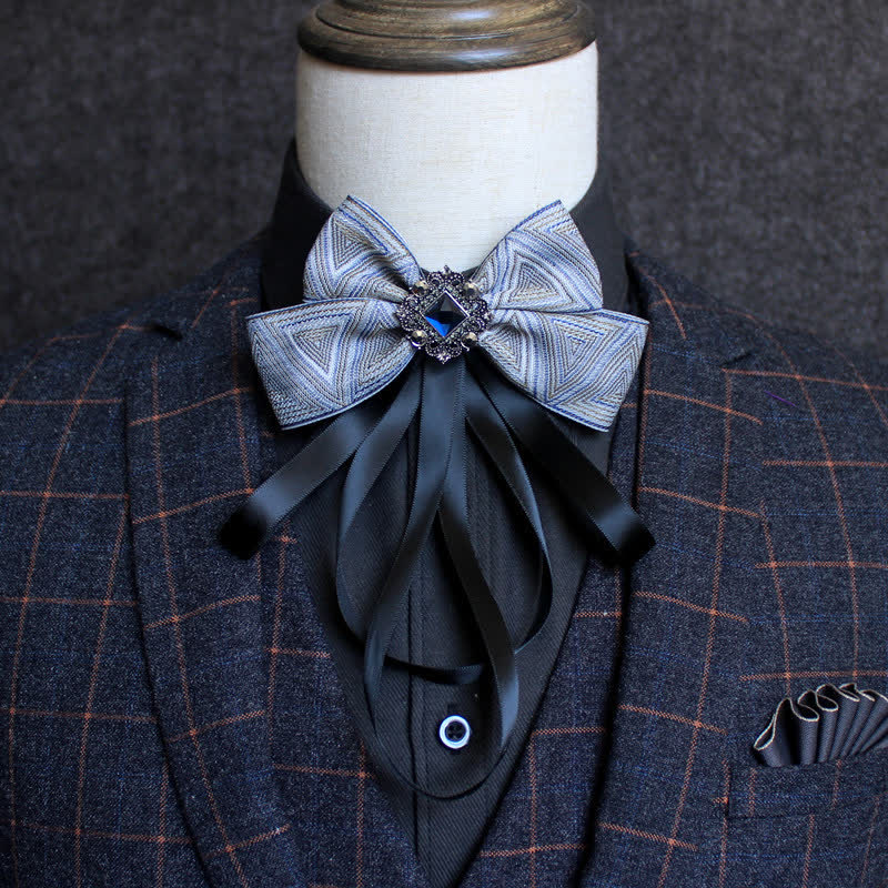 Classic British Style Ribbon Tassel Bow Tie