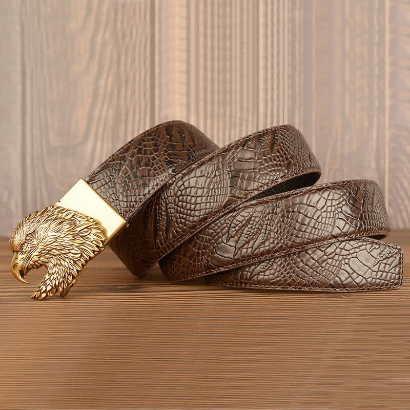 Men's Eagle Cool Alligator Claw Pattern Leather Belt