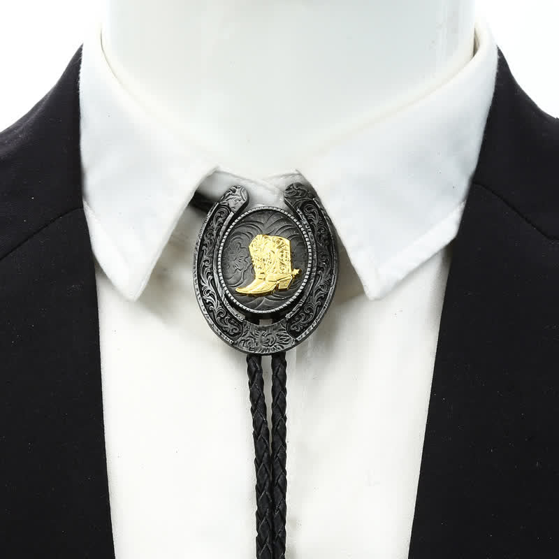 Delicate Animal Two Tone Horseshoe Shape Bolo Tie