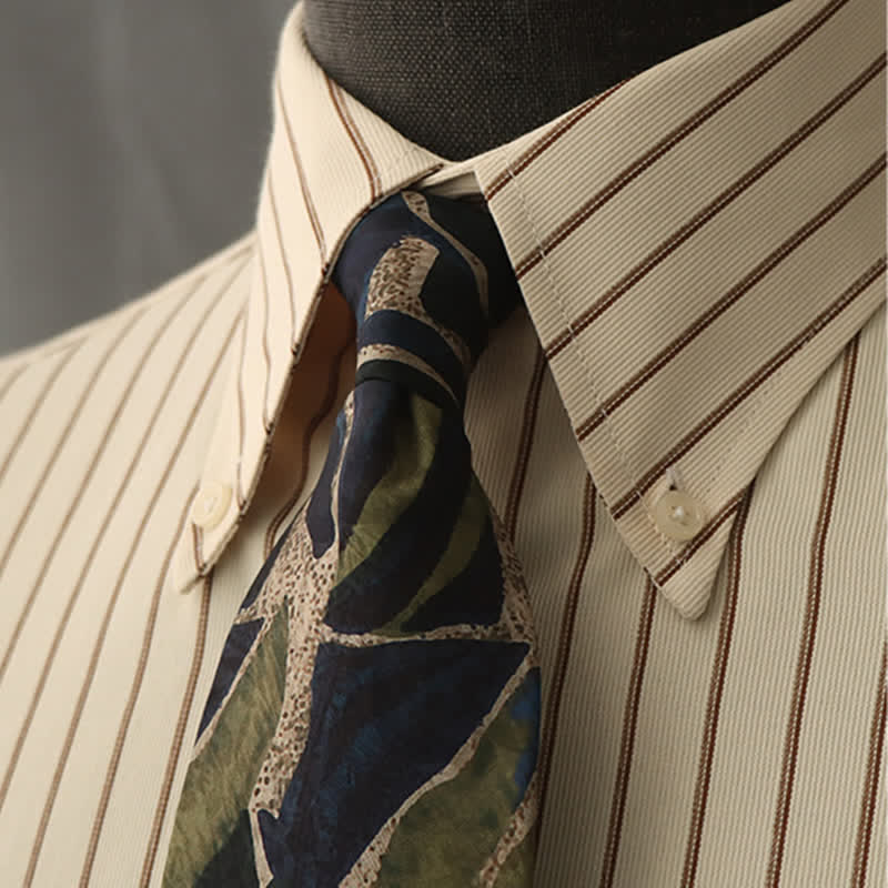 Men's Novelty Navy Green Personality Pattern Necktie