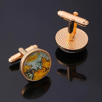 Men's World Map Pattern Shirt Cufflinks