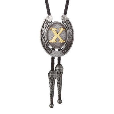 Modern Western Horseshoe Initial Letter A To Z Bolo Tie