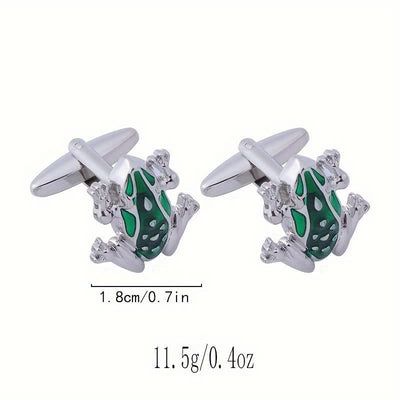 Men's Green Enamel Tree Frog Cufflinks