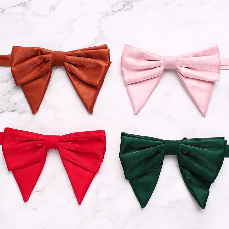 Men's Gloss Fabric Double Layered Oversized Pointed Bow Tie