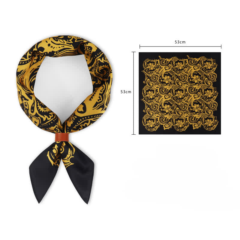 Luxurious British Style Paisley Square Scarf with Scarf Buckle