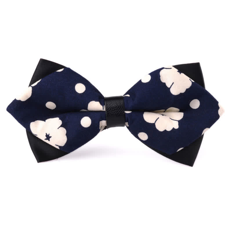 Men's Floral Double Layered Pointed Cotton Bow Tie