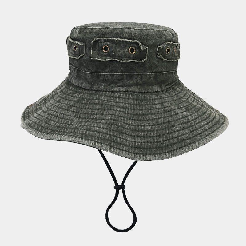 Unisex Denim Patch Sun Protection Bucket Hat