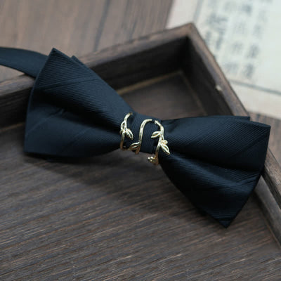 Men's Gold Metal Branch Shaped Twilled Bow Tie