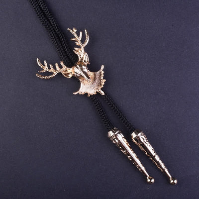 Delicated Crafted Deer Head Pendant Bolo Tie
